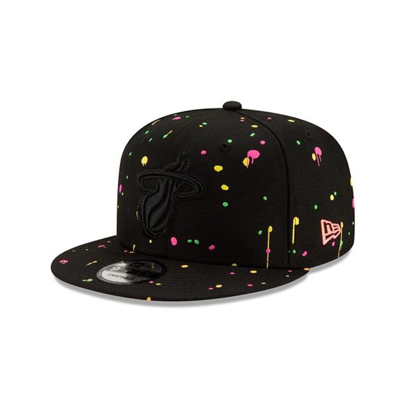 NBA Miami Heat Neon Splatter 9Fifty Snapback (DCS6455) - Black New Era Caps